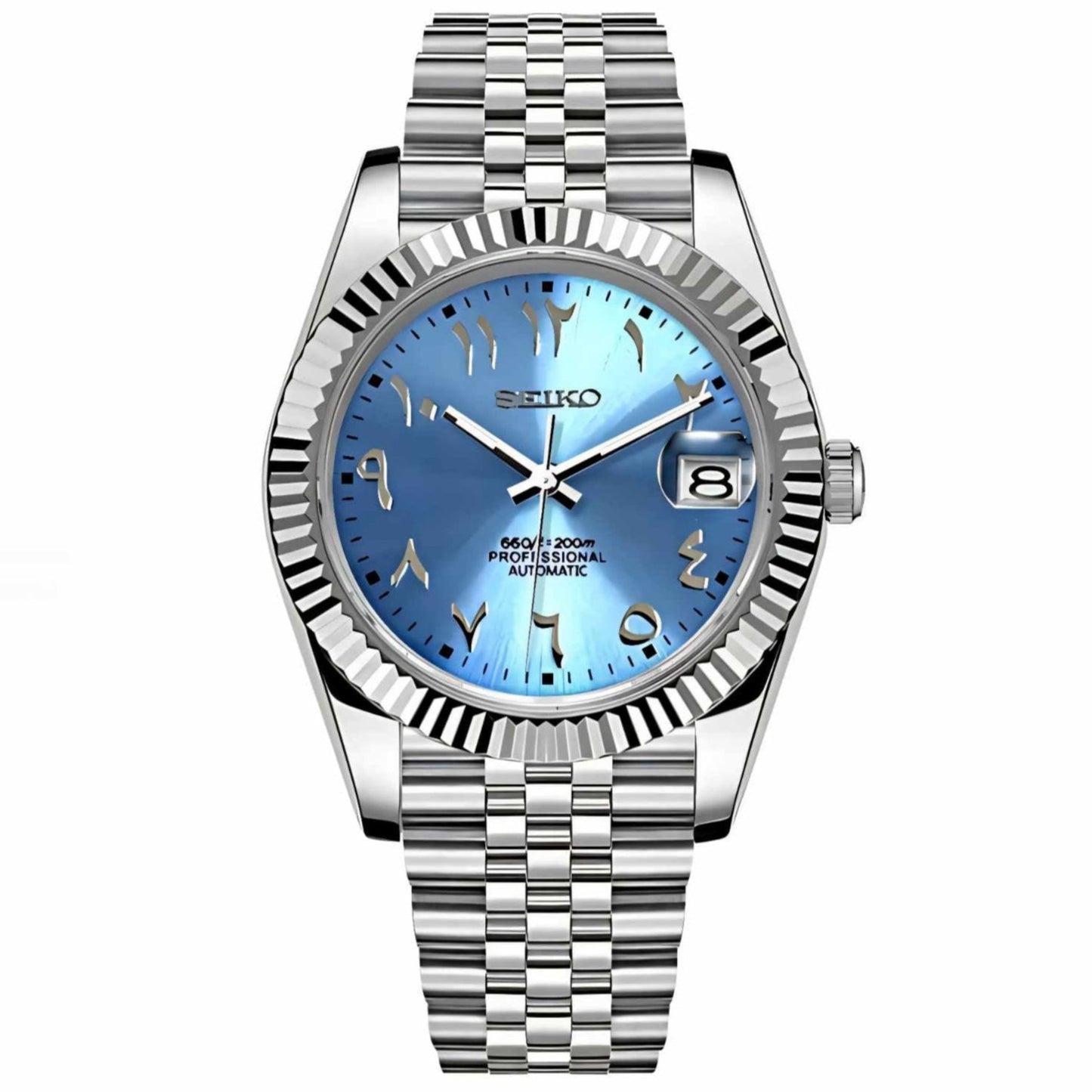 Seiko Mod Datejust Arabic Blue