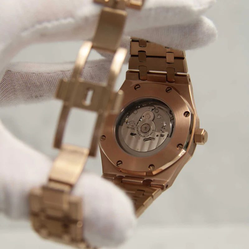 Seiko Mod Royal Oak Skeleton Rose Gold