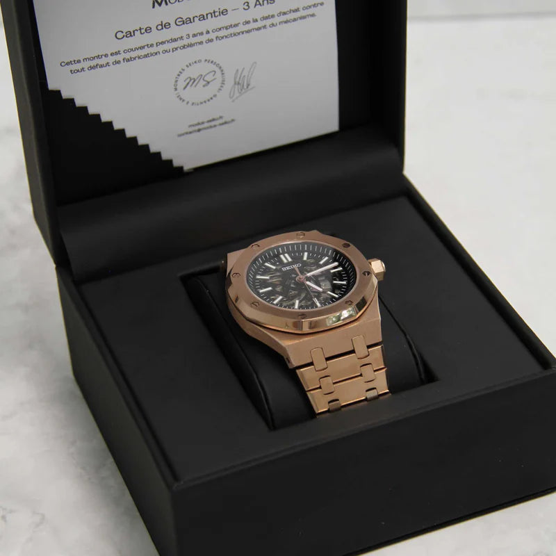 Seiko Mod Royal Oak Skeleton Rose Gold