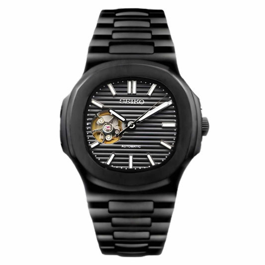 Seiko Mod Nautilus Black Skeleton