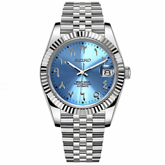 Seiko Mod Datejust Arabic Blue