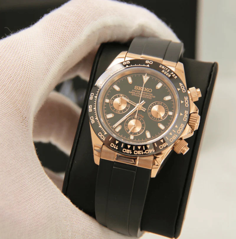 Seiko Mod Daytona Oysterflex Rose Gold