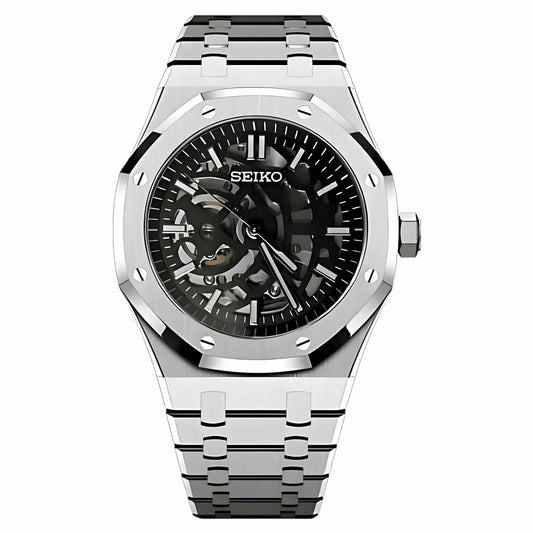 Seiko Mod Royal Oak Skeleton Black
