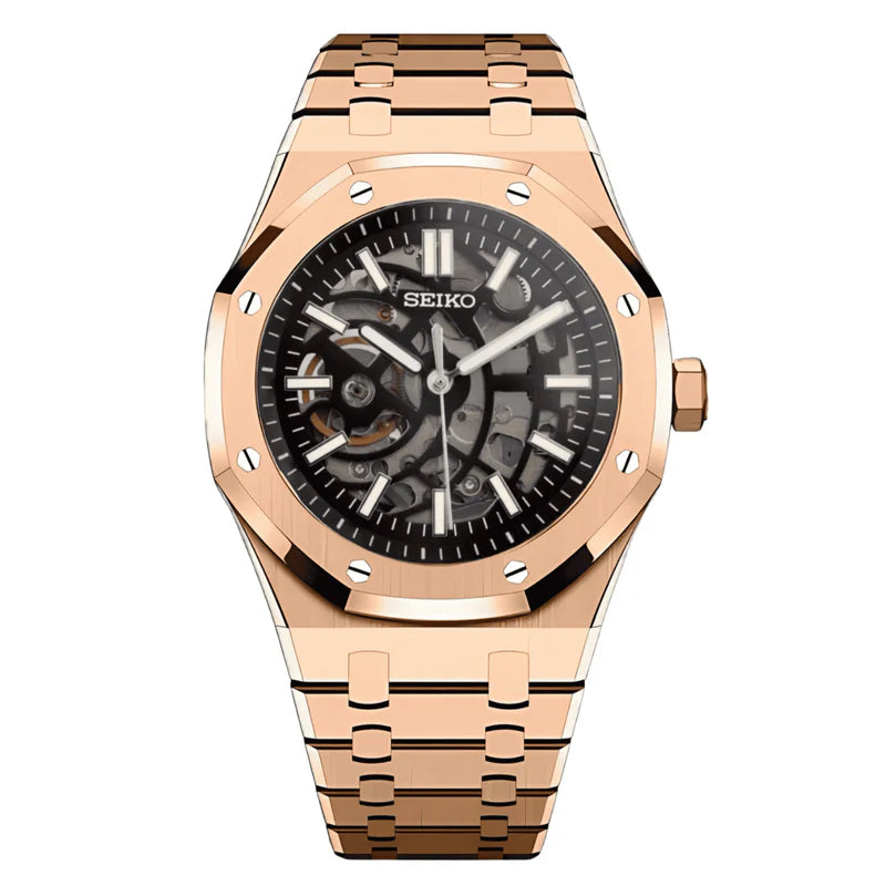 Seiko Mod Royal Oak Skeleton Rose Gold