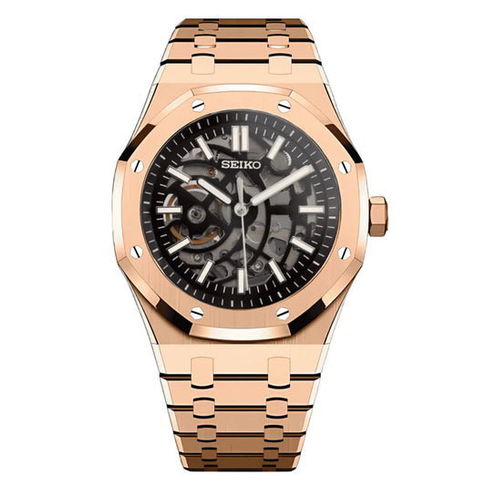Seiko Mod Royal Oak Skeleton Rose Gold
